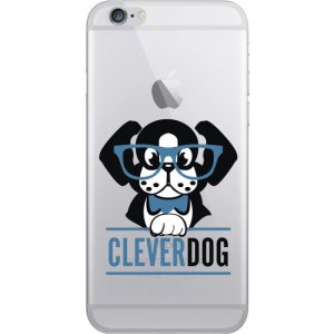 OTM iPhone 7/6/6s Hybrid Clear Phone Case, Clever Dog Blue OP-IP7ACG-Z032A
