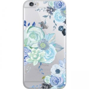OTM iPhone 7/6/6s Hybrid Clear Phone Case, Flower Garden Blue OP-IP7ACG-Z034A