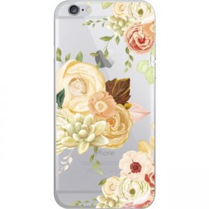 OTM iPhone 7/6/6s Hybrid Clear Phone Case, Flower Garden Orange OP-IP7ACG-Z034B