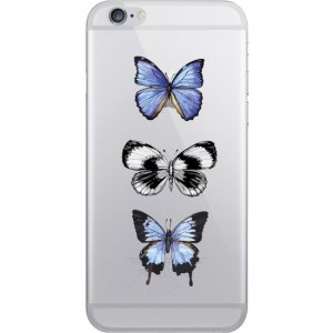 OTM iPhone 7/6/6s Plus Hybrid Clear Phone Case, Butteryfly Delight Blue & Grey OP-IP7PACG-Z029A
