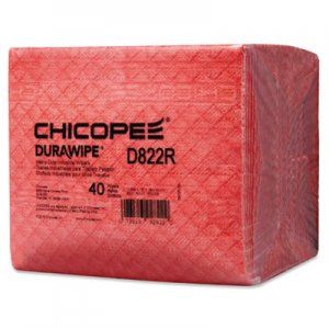 Chicopee Durawipe Heavy-Duty Industrial Wipers, 11.6 x 13, Red, 1/4 Fold,40/Pack,5Pk/CT CHID822R D822R