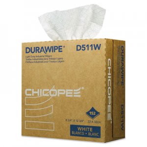 Chicopee Durawipe Light Duty Industrial Wipers, 8.8 x 12.8, White, 152/Box, 12 Box/CT CHID511W D511W
