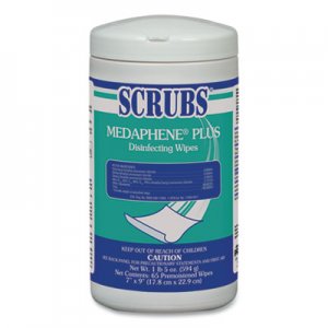 SCRUBS Medaphene Disinfectant Wipes, Citrus, 8 x 7, White, 65/Canister, 6/Carton ITW96365 96365