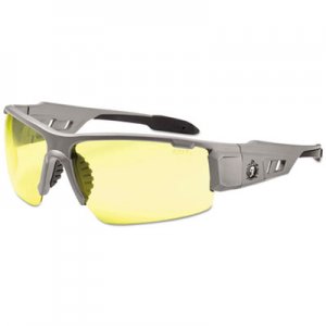 Ergodyne Skullerz Dagr Safety Glasses, Matte Gray Frame/Yellow Lens, Nylon/Polycarb EGO52150 52150