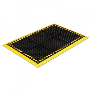 Crown Safewalk Workstations Anti-Fatigue Drainage Mat, 40 x 124, Black/Yellow CWNWS4E24YE WS 4E24YE