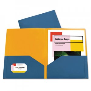 C-Line Two-Tone Two-Pocket Super Heavyweight Poly Portfolio, Letter, Blue/Orange, 6/PK CLI34725 34725