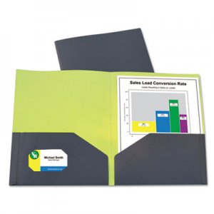C-Line Two-Tone Two-Pocket Super Heavyweight Poly Portfolio, Letter, Gray/Green, 6/Pack CLI34721 34721