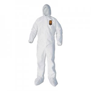 KleenGuard A40 Elastic-Cuff, Ankle, Hood & Boot Coveralls, White, 4X-Large, 25/Carton KCC44337 44337