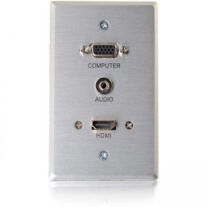 RapidRun HDMI Single Gang Wall Plate Transmitter with VGA + Stereo Audio - Aluminum 60152