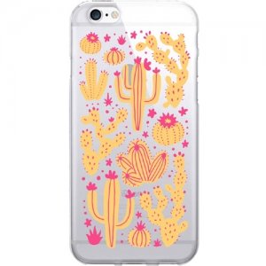 OTM Prints Clear Phone Case, Desert Cacti Pink & Orange - iPhone 7/7S OP-IP7V1CG-A02-19