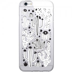 OTM Prints Clear Phone Case, Desert Cacti Black & White - iPhone 7/7S OP-IP7V1CG-A02-21