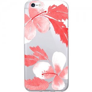 OTM Prints Clear Phone Case, Hibiscus Coral - iPhone 7/7S OP-IP7V1CG-A-49