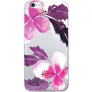 OTM Prints Clear Phone Case, Hibiscus Pink and Purple - iPhone 7/7S OP-IP7V1CG-A-50
