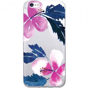 OTM Prints Clear Phone Case, Hibiscus Pink and Blue - iPhone 7/7S OP-IP7V1CG-A-51