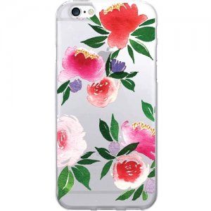 OTM Prints Clear Phone Case, Bountiful Peonies Red & Green - iPhone 7/7S OP-IP7V1CG-A-53