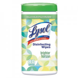 LYSOL Brand Disinfecting Wipes, Brighter Horizon, 7" x 8", White, 80/Canister, 6/Carton RAC97180 19200-97180