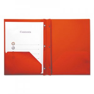 Genpak Plastic Twin-Pocket Report Covers with Fasteners, 3 Fasteners, 100 Sheets, Red UNV20553
