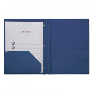 Genpak Plastic Twin-Pocket Report Covers with Fasteners,3Fasteners,100 Sheets,RoyalBlue UNV20552
