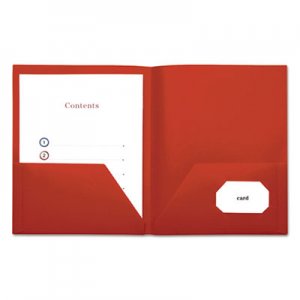 Genpak Two-Pocket Plastic Folders, 11 x 8 1/2, Red, 10/Pack UNV20543