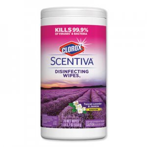 Clorox Scentiva Disinfecting Wipes, White, Tuscan Lavender and Jasmine, 70/Canister CLO31629EA 31629EA