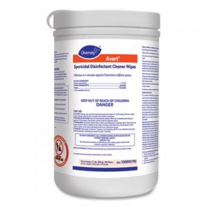 Diversey Avert Sporicidal Disinfectant Cleaner Wipes, Chlorine, 6 x 7, 160/Can, 12/Carton DVO100895790 100895790