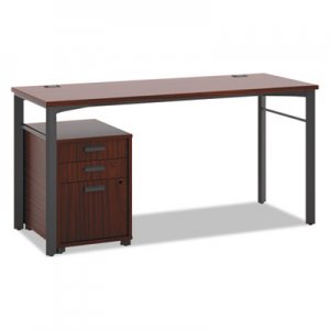 HON Manage Series Table Desk with Pedestal, 60w x 23-1/2d x 29-1/2h, Chestnut BSXMLDP6024C