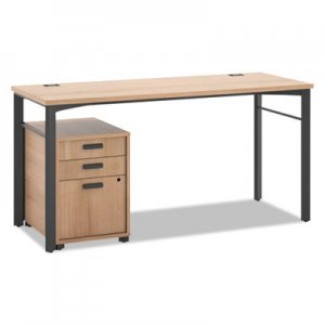 HON Manage Series Table Desk with Pedestal, 60w x 23-1/2d x 29-1/2h, Wheat BSXMLDP6024W