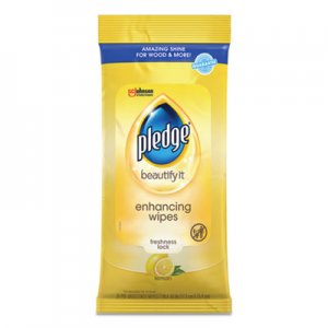 Pledge Lemon Scent Wet Wipes, Cloth, 7 x 10, White, 24/Pack, 12 Packs/Carton SJN624489 624489