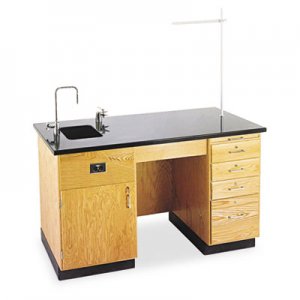 Diversified Woodcrafts Instructor's Desk, 60w x 30d x 36h, Oak/Black DVW1216K 1216K-L