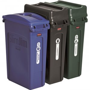 Rubbermaid Slim Jim 3-container Recycling Set 1998897 RCP1998897