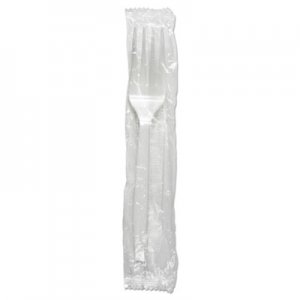 Boardwalk Mediumweight Wrapped Polystyrene Cutlery, Fork, White, 1000/Carton BWKFORKMWPSWIW FORKMWPSWIW