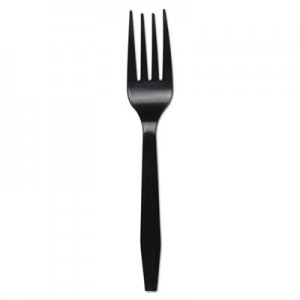 Boardwalk Mediumweight Polystyrene Cutlery, Fork, Black, 1000/Carton BWKFORKMWPSBLA FORKMWPSBLA