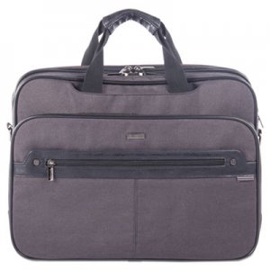STEBCO Harry Executive Briefcase, 16.5" x 4.75" x 12.5", Nylon/Synthetic Leather, Gray BUGEXB523 EXB523-GREY