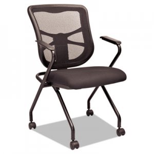 Alera Elusion Mesh Nesting Chairs, Black, 2/Carton, 2 per carton ALEEL4914