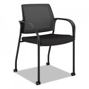 HON Ignition 2.0 Ilira-Stretch Mesh Back Mobile Stacking Chair, Black Fabric HONIS107HIMCU10 HIGS6.F.H.IM.CU10.T
