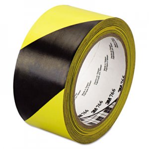 3M 766 Hazard Warning Tape, Black/Yellow, 2" x 36yds MMM02120043181 405-021200-43181