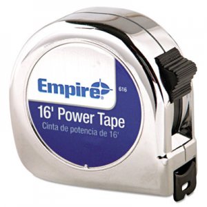Empire Power Tape Measure, 3/4" x 16ft, Metal Case, Chrome, 1/16" Graduation EML616 616