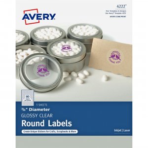 Avery Clear Glossy Print-to-the-Edge Round Labels 4222 AVE4222
