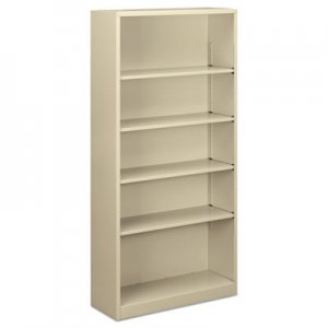 Alera Steel Bookcase, 5-Shelf, 34.5"w x 12.63"d x 71"h, Putty ALEBCM57135PY