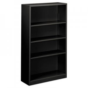 Alera Steel Bookcase, 4-Shelf, 34.5"w x 12.63"d x 59"h, Black ALEBCM45935BL