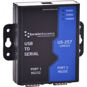 Brainboxes 2 Port RS232 USB to Serial Adapter US-257-X50C US-257