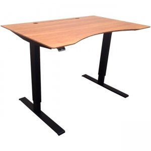 frasch 48" Sit-Stand Desk, Black Frame / Darkgrain Bamboo Top BDL-6500