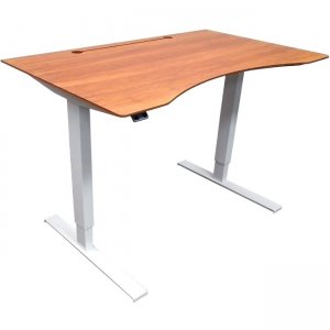 frasch 48" Sit-Stand Desk, White Frame / Dark Grain Bamboo Top BDL-6548