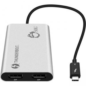 SIIG Thunderbolt V3 (USB-C) to Dual DisplayPort Adapter - DP, 1.2 4K@60Hz JU-TB0014-S1