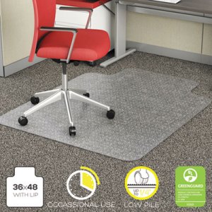 deflecto EconoMat Occasional Use Chair Mat, Low Pile Carpet, Roll, 36 x 48, Lipped, Clear DEFCM11112COM CM11112COM