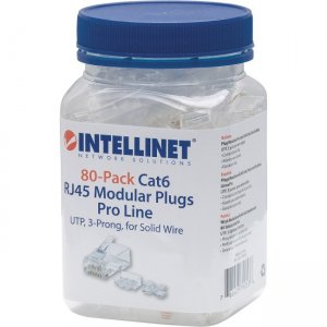 Intellinet 80-Pack Cat6 RJ45 Modular Plugs Pro Line 790536