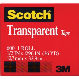 Scotch Glossy Transparent Tape 600121296PK MMM600121296PK