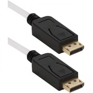 QVS 10ft DisplayPort UltraHD 4K White Cable with Black Connectors & Latches DP-10WBK
