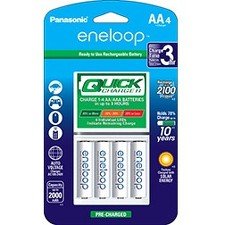 Panasonic eneloop Rechargeable Batteries AA 4-Pack with Individual Quick Charger K-KJ55MCA4BA