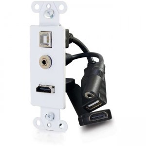 C2G Decorative HDMI Wall Plate with USB and 3.5mm White 39873